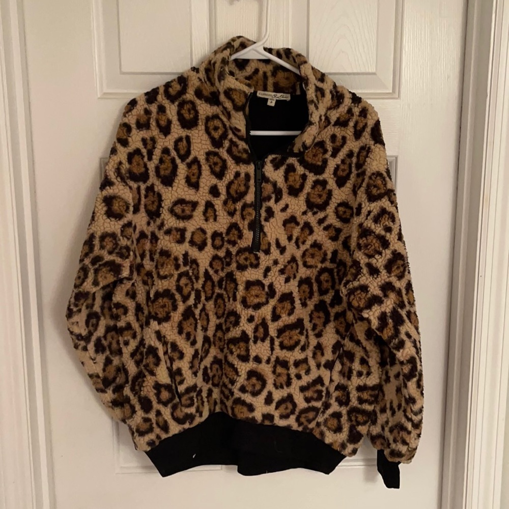 Express cheetah Sherpa pullover